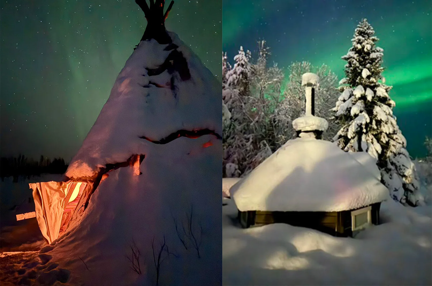 Kota laponie sous les aurores boréales