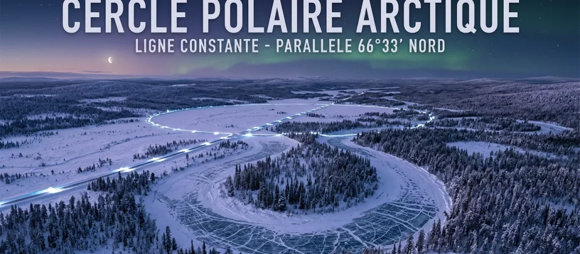 Paysage enneigé de Laponie au-dessus du cercle polaire au crépuscule